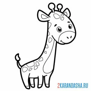 Раскраска малыш-жирафик сбоку