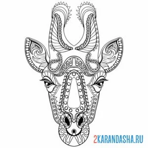 Раскраска голова жирафа арт