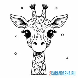 Раскраска милый жирафик с ресничками