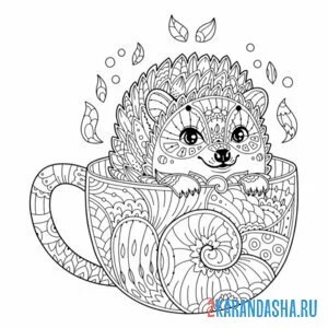 Раскраска антистресс ежик