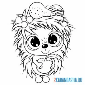 Раскраска ежик милый с грушей