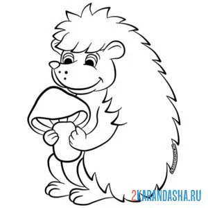 Раскраска ежик нашел гриб