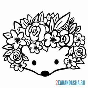 Раскраска ежик цветочный