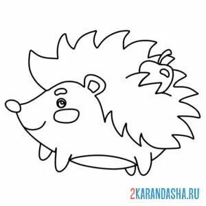 Раскраска ежик с яблочком на спинке