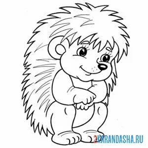 Раскраска ежик присел