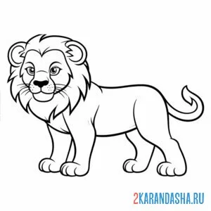 Раскраска здоровый лев