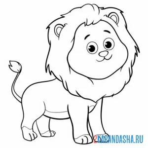 Раскраска добрый лев с гривой