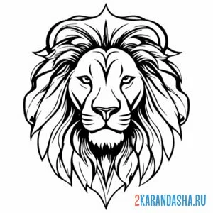 Раскраска лев голова и грива