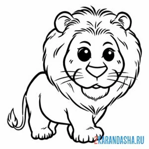 Раскраска маленький лев с гривой