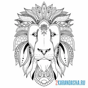 Раскраска узоры антистресс лев