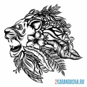 Раскраска лев рычит антистресс