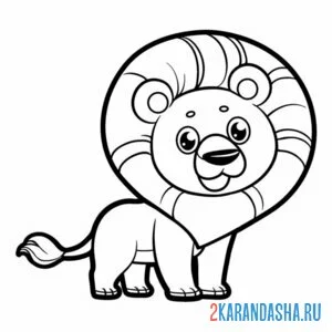 Раскраска лев с большой гривой