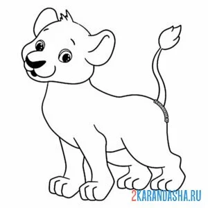Раскраска львенок самостоятельный