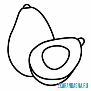 Раскраска авокадо целый и половинка