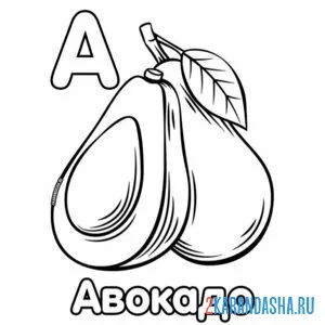 Раскраска буква а авокадо