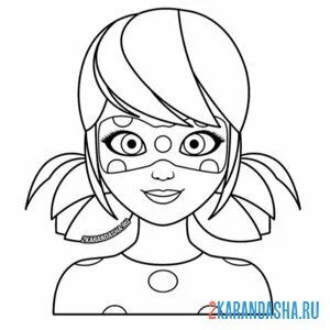 Раскраска леди баг в маске голова