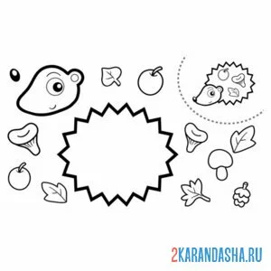 Раскраска раскрась, вырежи и склей ежик