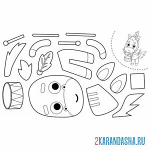 Раскраска раскрась, вырежи и склей лошадка