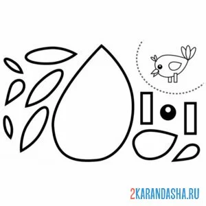 Раскраска раскрась, вырежи и склей птица