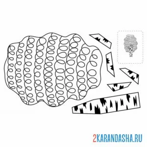 Раскраска раскрась, вырежи и склей береза