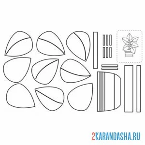 Раскраска раскрась, вырежи и склей домашнее растение