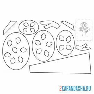 Раскраска раскрась, вырежи и наклей деревце