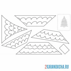 Раскраска раскрась, вырежи и склей дерево ель