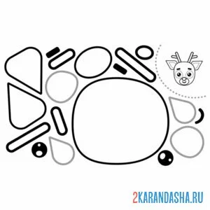 Раскраска раскрась, вырежи и склей голова оленя