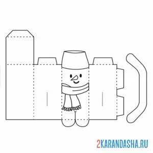 Раскраска раскрась, вырежи и склей снеговик сумка