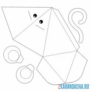 Раскраска раскрась, вырежи и склей мышка