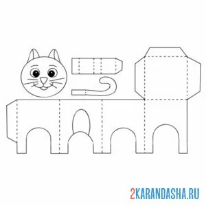Раскраска раскрась, вырежи и склей котенок