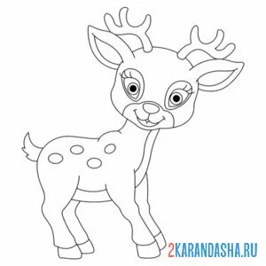 Раскраска маленький олененок