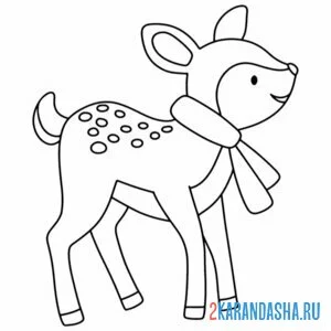Раскраска олень замерз надел шарф