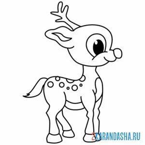 Раскраска олень сбоку