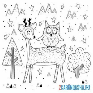 олень и сова
