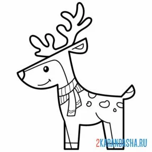 Раскраска олень сбоку зимой