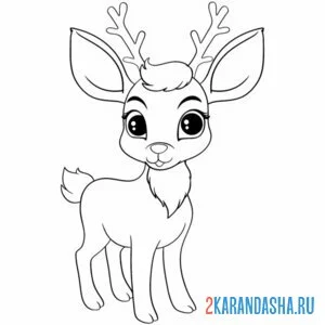 Раскраска красивый олень с большими глазами
