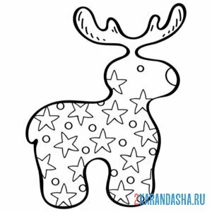 Раскраска олень в звездах