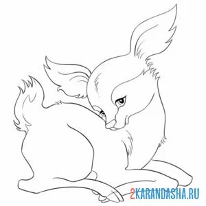 Раскраска олень лежит