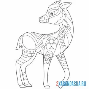 Раскраска антистресс олень без рогов