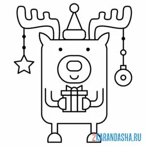 Раскраска олень для срисовки