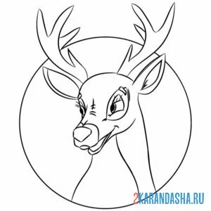 Раскраска олень в круге