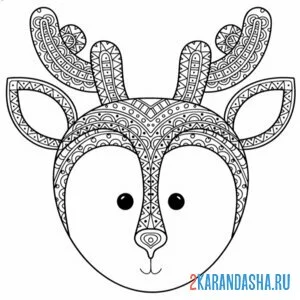 Раскраска голова оленя антистресс