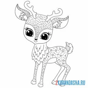 Раскраска олень каваи