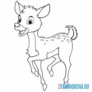 Раскраска олененок скачет