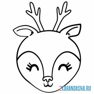 Раскраска мордочка милого оленя