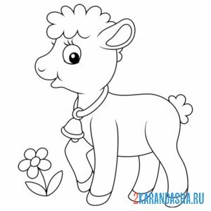 Раскраска козленок и цветочек