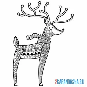 Раскраска смешной олень антистресс