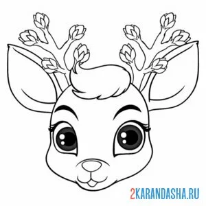 Раскраска очень красивая морда оленя