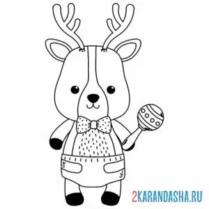 Раскраска олень в памперсах